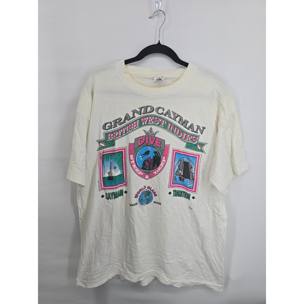 Vintage 90s Grand Cayman Scuba Dive T Shirt XL Fruit of the Loom Made in USA